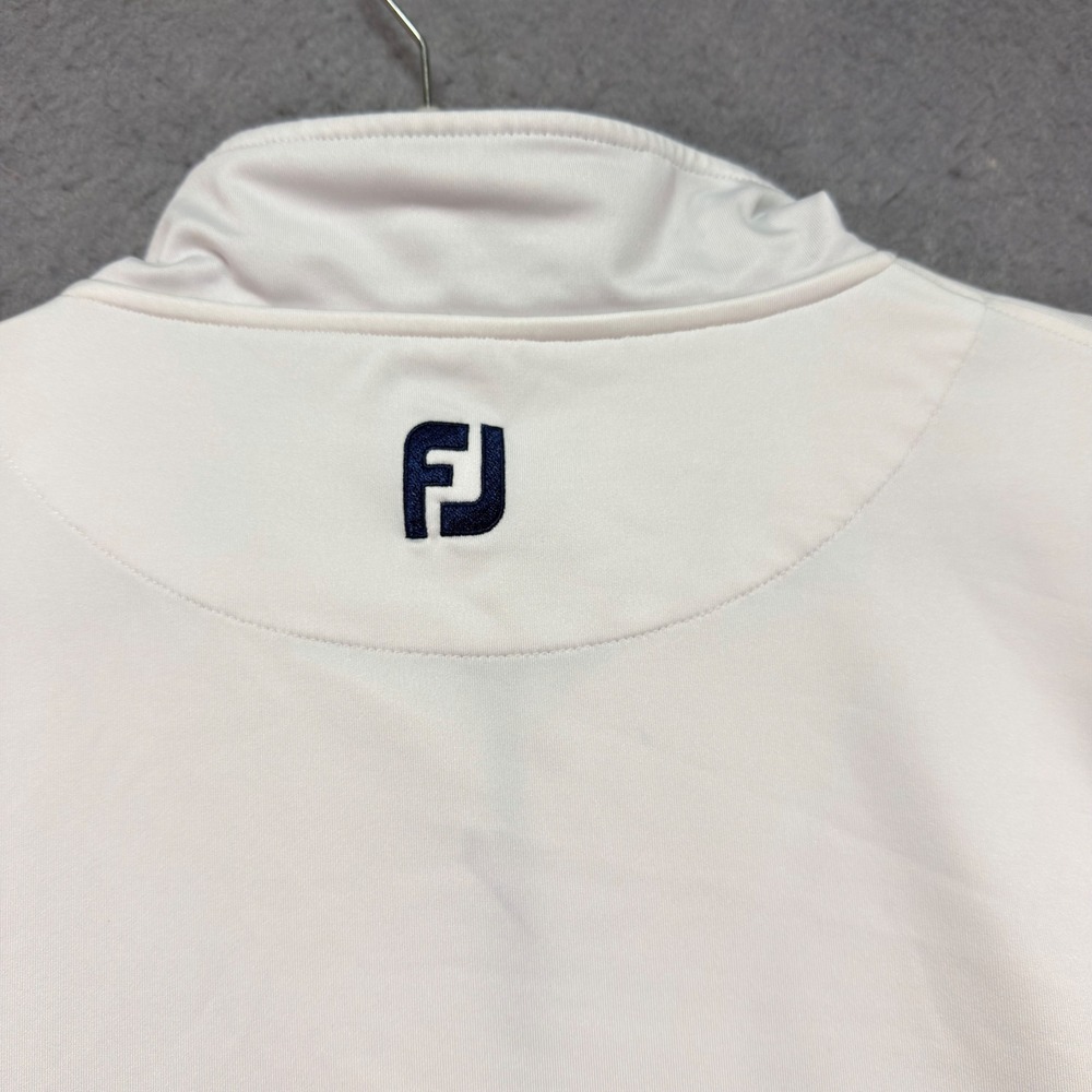 FootJoy Mens White Quarter Zip Golf Pullover Heron Embroidery Large XL 27x30 - Picture 5 of 10